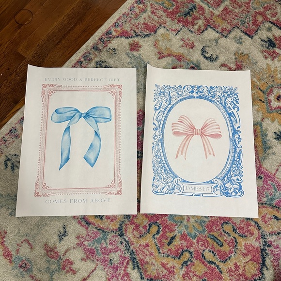 Set of Two Decorative Bow Prints - Picture 1 of 1